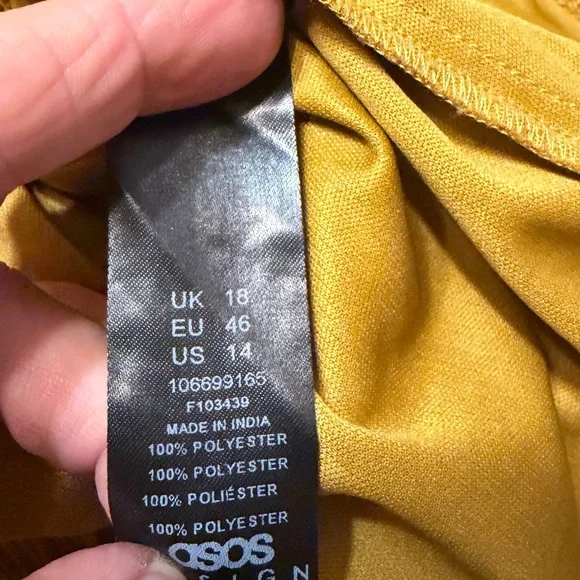 ASOS DESIGN Halter Draped Fringe Mini Dress in Chartreuse Gold - Picture 5 of 6